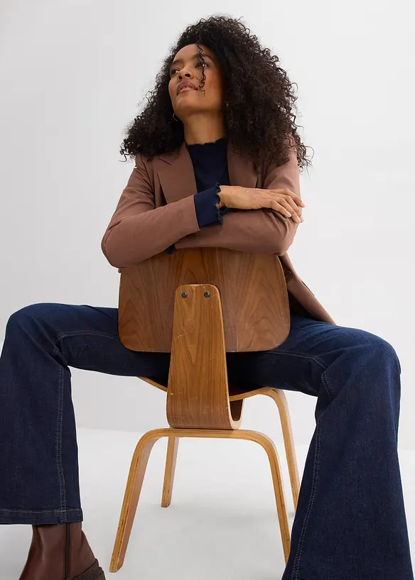 Flared-jeans, High Waist, &oslash;kologisk bomull, bonprix