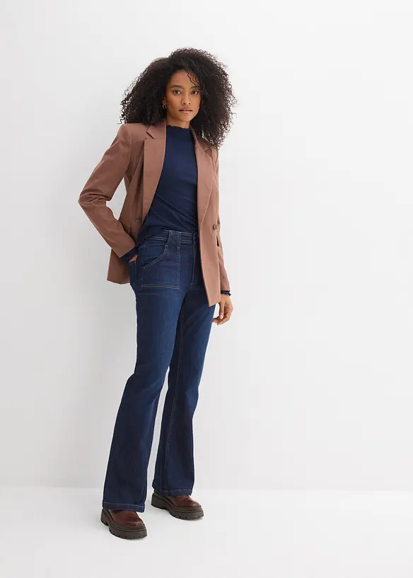 Flared-jeans, High Waist, &oslash;kologisk bomull, bonprix