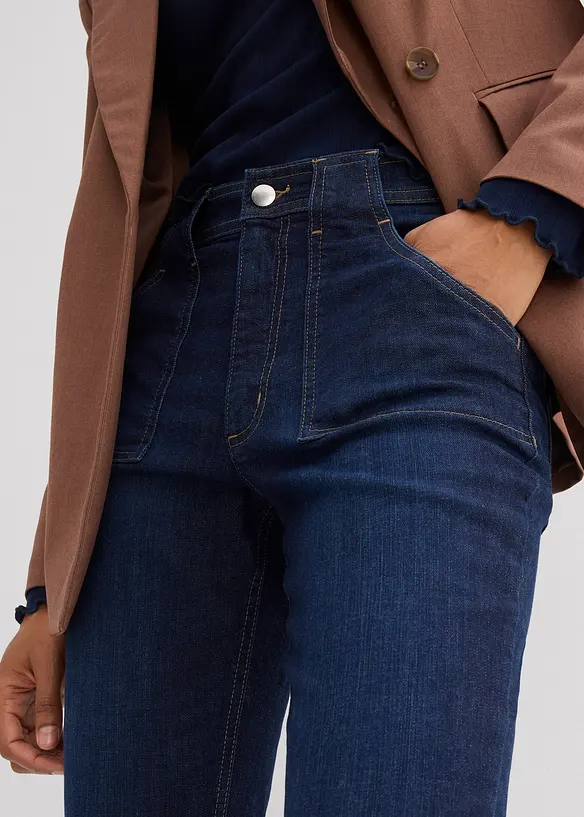 Flared-jeans, High Waist, &oslash;kologisk bomull, bonprix