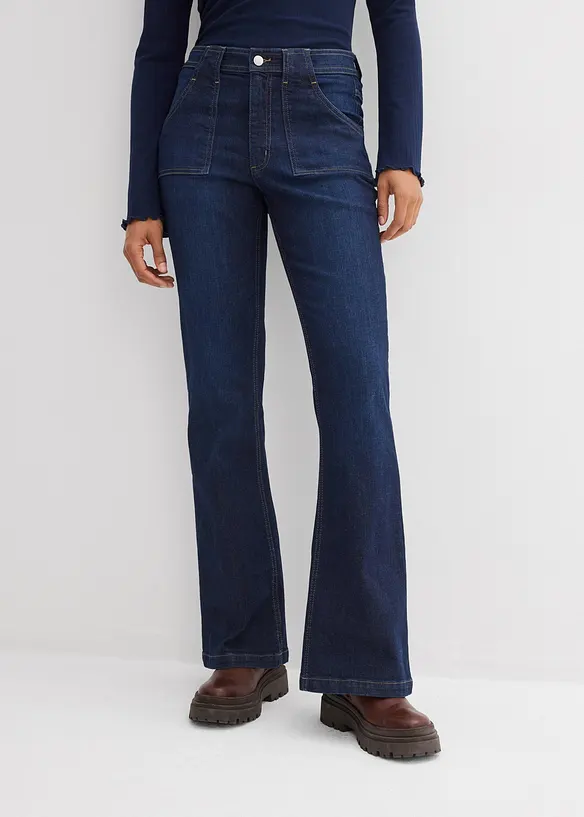 Flared-jeans, High Waist, &oslash;kologisk bomull, bonprix