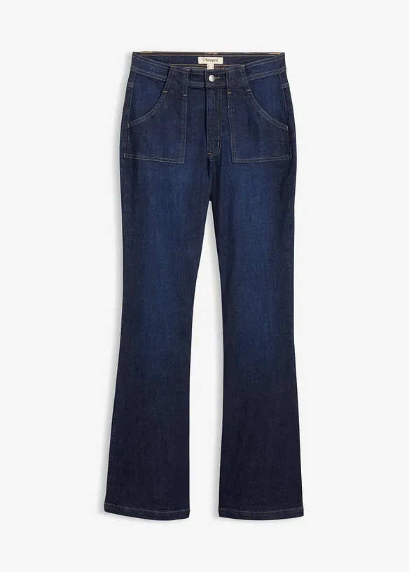 Flared-jeans, High Waist, &oslash;kologisk bomull, bonprix