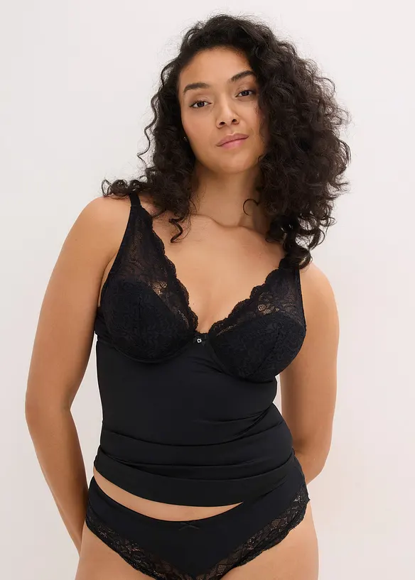 Shape BH-topp med vatterte cuper og blonder, middels formende, bonprix