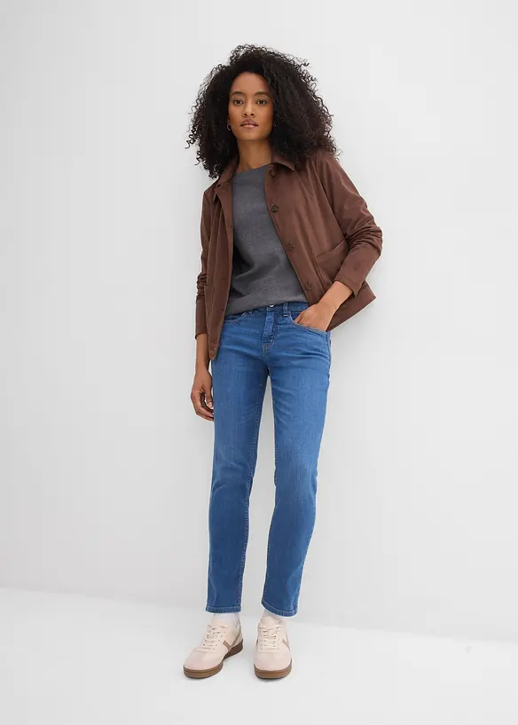 Slim Fit-jeans, Mid Waist, &oslash;kologisk bomull, bonprix