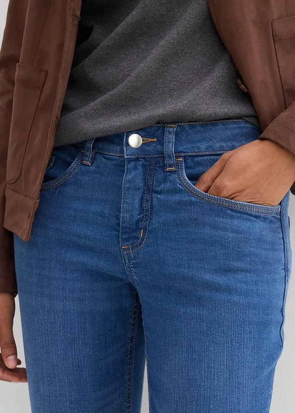 Slim Fit-jeans, Mid Waist, &oslash;kologisk bomull, bonprix