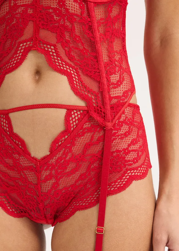 Stringtruse med h&oslash;y midje i tynt blondemateriale, bonprix