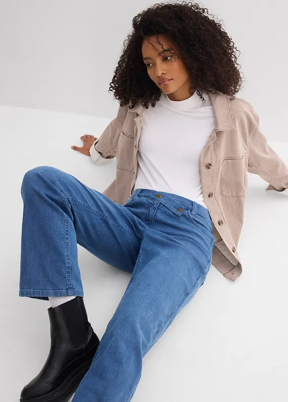 Loose Straight-jeans, Mid Waist, &oslash;kologisk bomull, bonprix