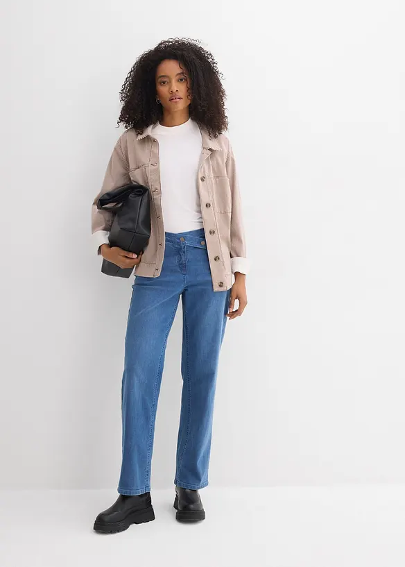 Loose Straight-jeans, Mid Waist, &oslash;kologisk bomull, bonprix