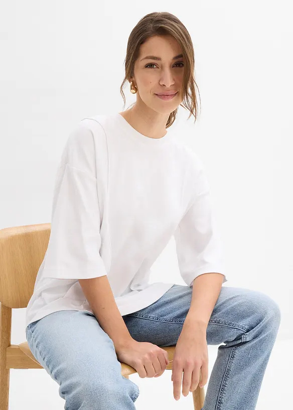 Oversized topp i 100% &oslash;kologisk bomull, bonprix