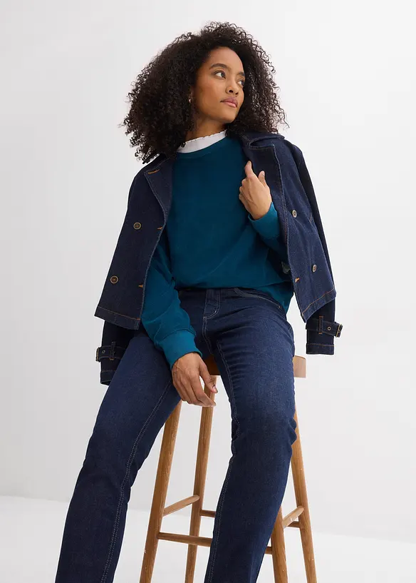 Slim Fit-jeans, Mid Waist, &oslash;kologisk bomull, bonprix