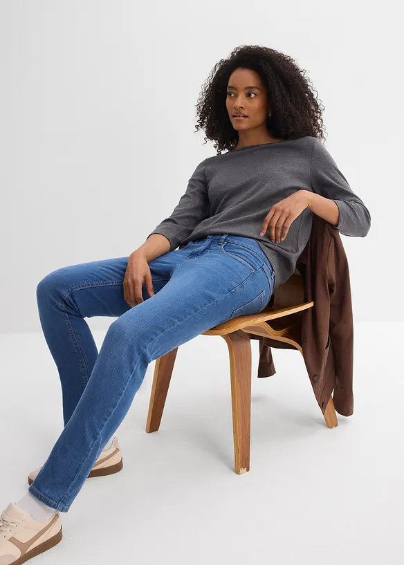 Slim Fit-jeans, Mid Waist, &oslash;kologisk bomull, bonprix
