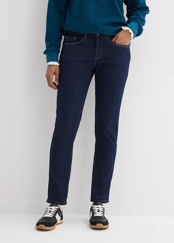 Slim Fit-jeans, Mid Waist, &oslash;kologisk bomull, bonprix