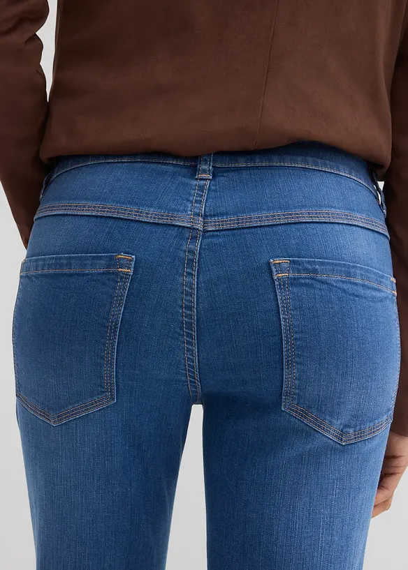 Slim Fit-jeans, Mid Waist, &oslash;kologisk bomull, bonprix