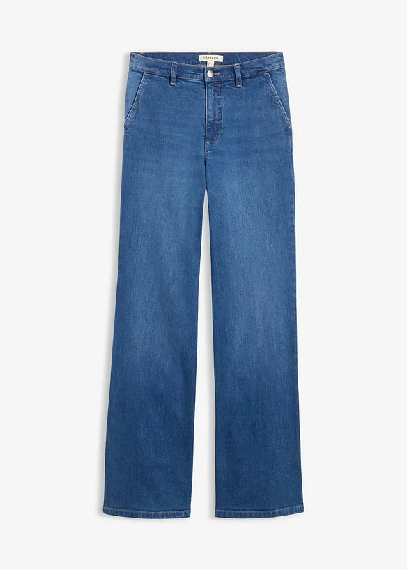 Wide Leg-jeans, High Waist, &oslash;kologisk bomull, bonprix