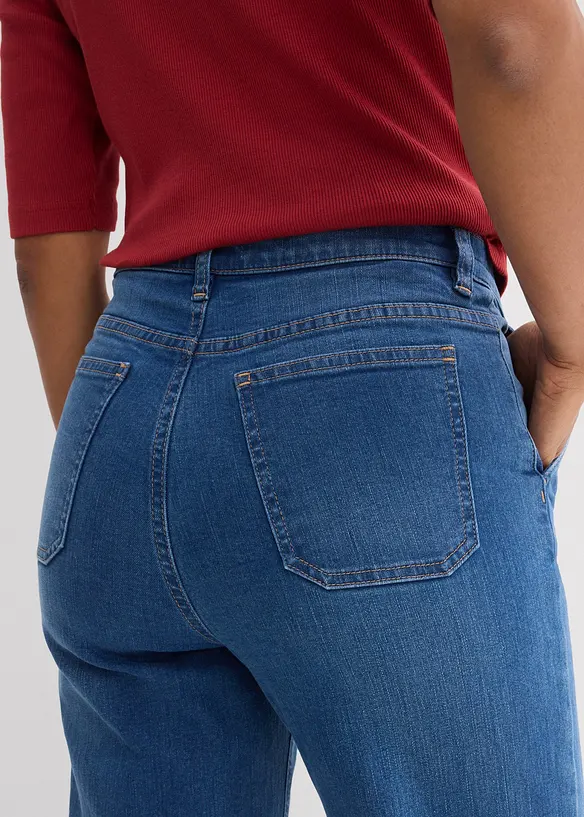 Wide Leg-jeans, High Waist, &oslash;kologisk bomull, bonprix