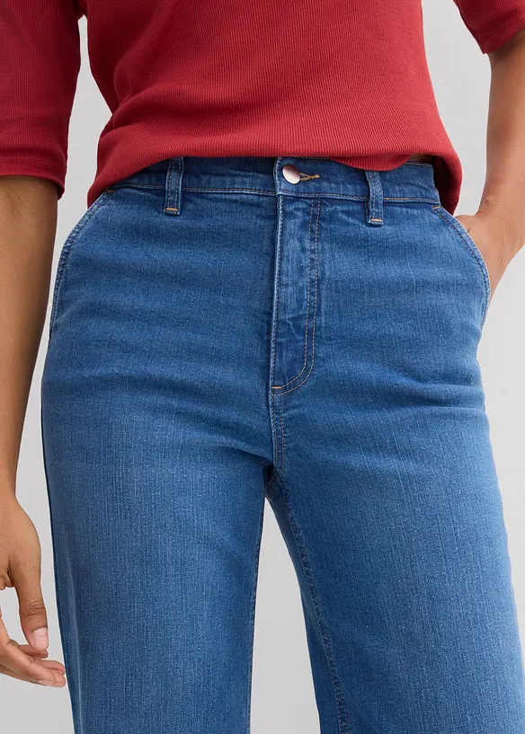 Wide Leg-jeans, High Waist, &oslash;kologisk bomull, bonprix