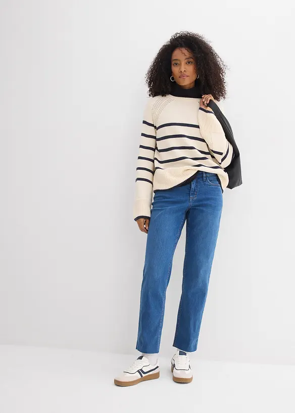 Straight-jeans, Mid Waist, &oslash;kologisk bomull, cropped, bonprix