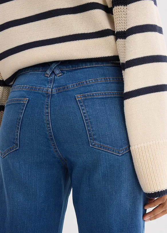 Straight-jeans, Mid Waist, &oslash;kologisk bomull, cropped, bonprix