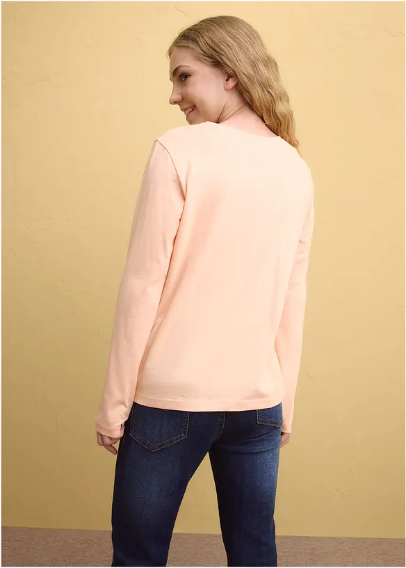 Langermet topp i 100% &oslash;kologisk bomull (3-pack), bonprix