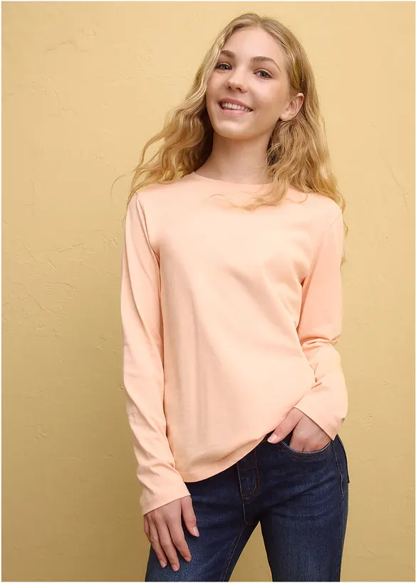 Langermet topp i 100% &oslash;kologisk bomull (3-pack), bonprix