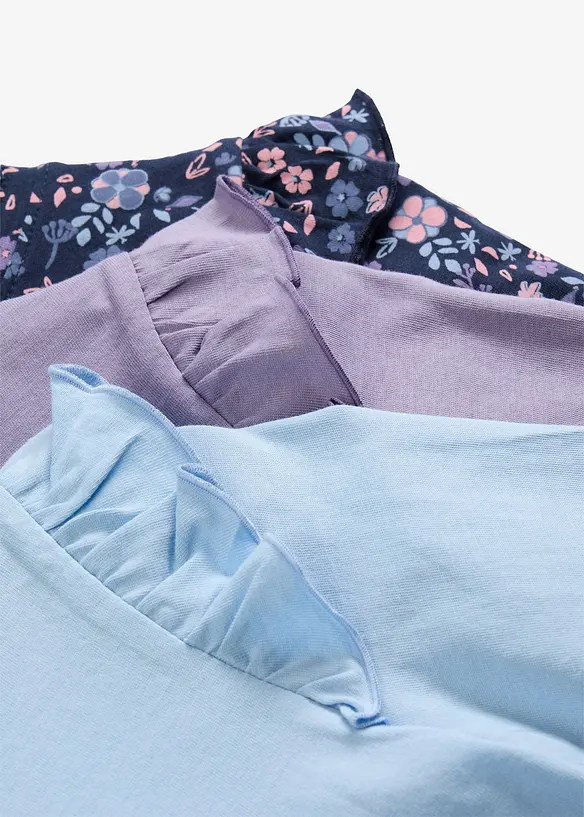 Langermet topp i 100% &oslash;kologisk bomull (3-pack), bonprix