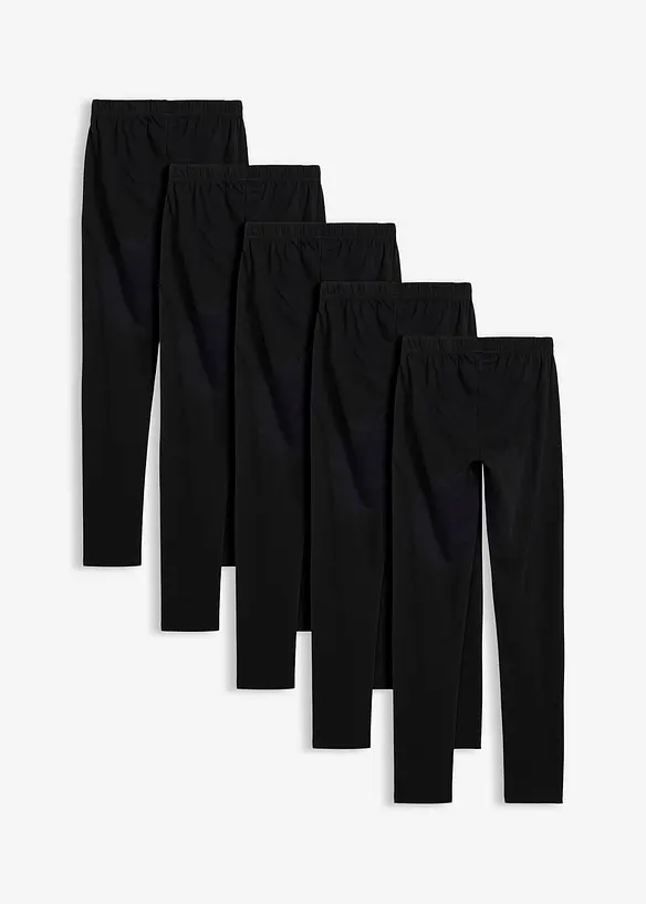 Leggings i &oslash;kologisk bomull med elastan (5-pack), bonprix