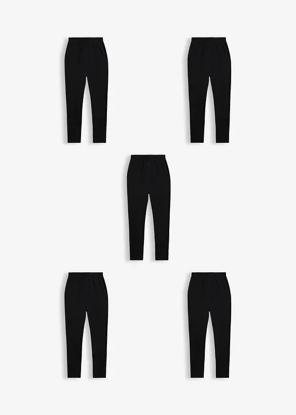 Leggings i &oslash;kologisk bomull med elastan (5-pack), bonprix