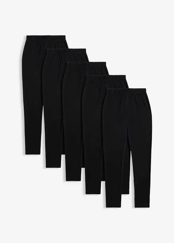 Leggings i &oslash;kologisk bomull med elastan (5-pack), bonprix