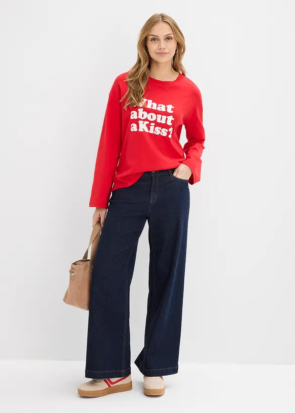 Langermet topp av fast bomull, bonprix