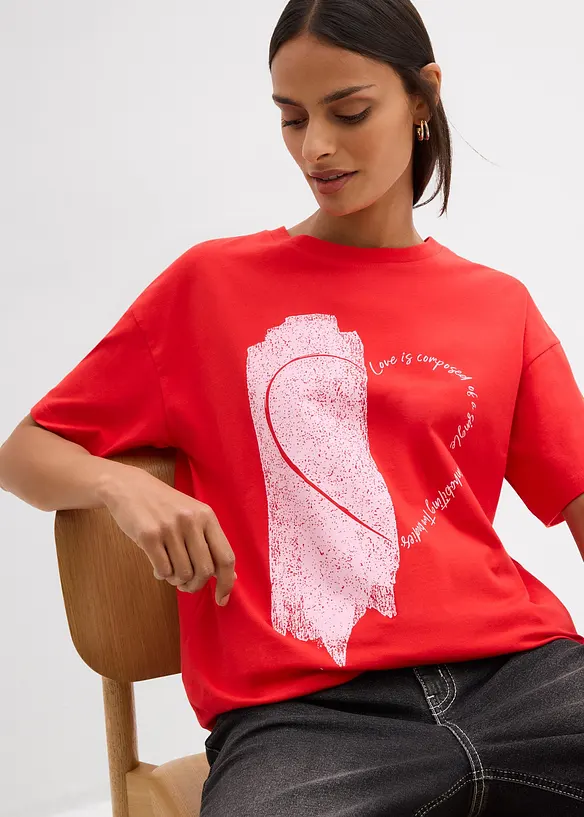 Oversized topp i &oslash;kologisk bomull med elastan, bonprix