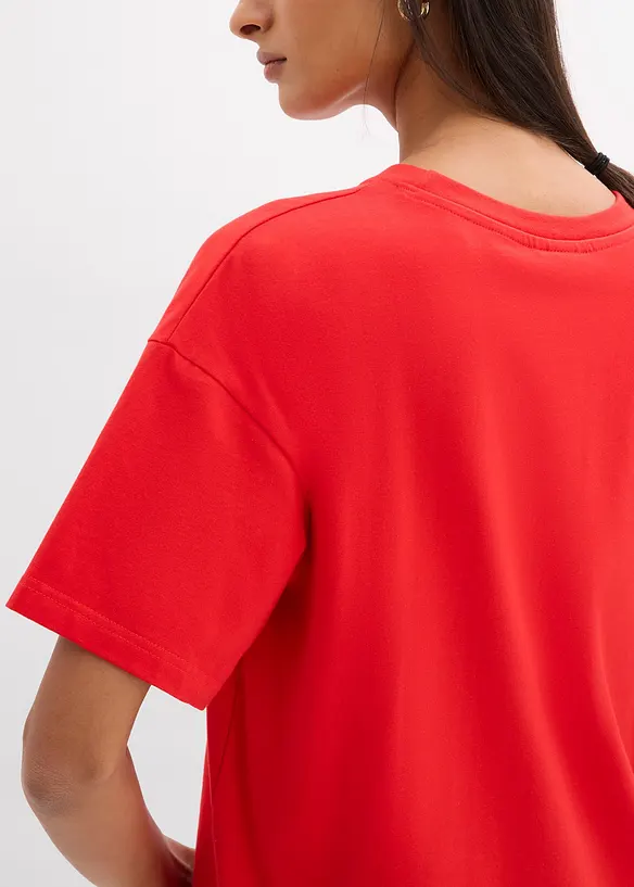 Oversized topp i &oslash;kologisk bomull med elastan, bonprix