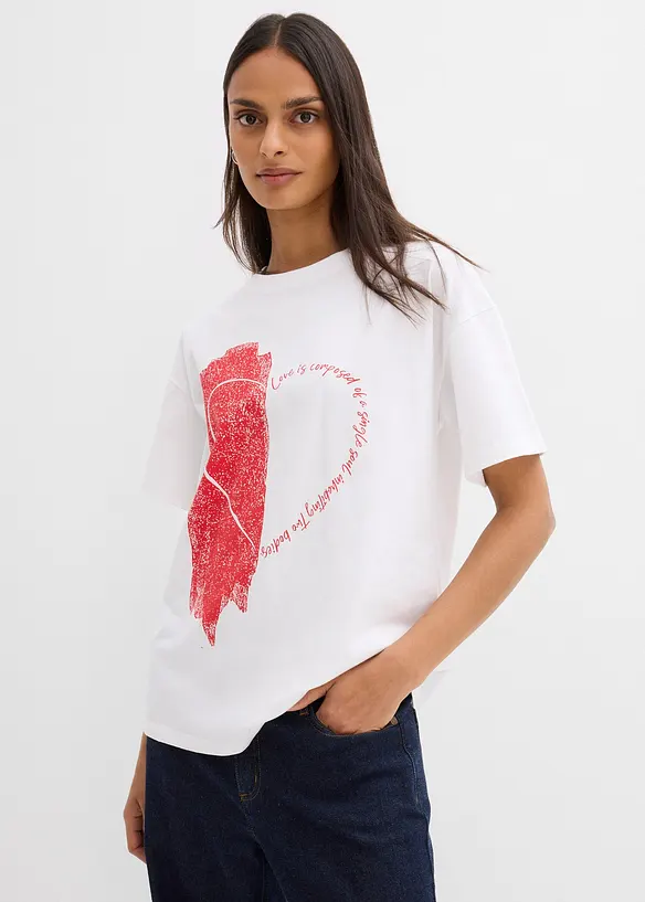 Oversized topp i &oslash;kologisk bomull med elastan, bonprix