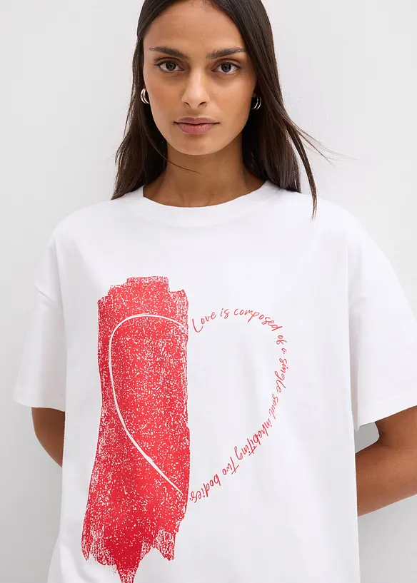 Oversized topp i &oslash;kologisk bomull med elastan, bonprix