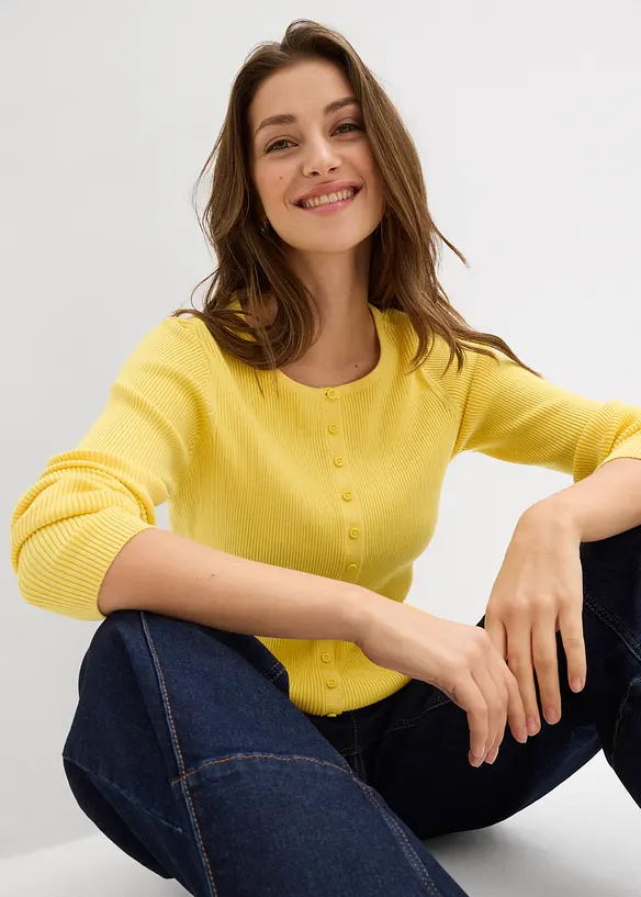 Finstrikket cardigan i myk viskosemiks, bonprix