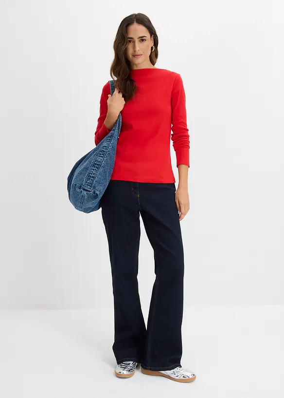 Ribbet topp i figurn&aelig;r modell, bonprix