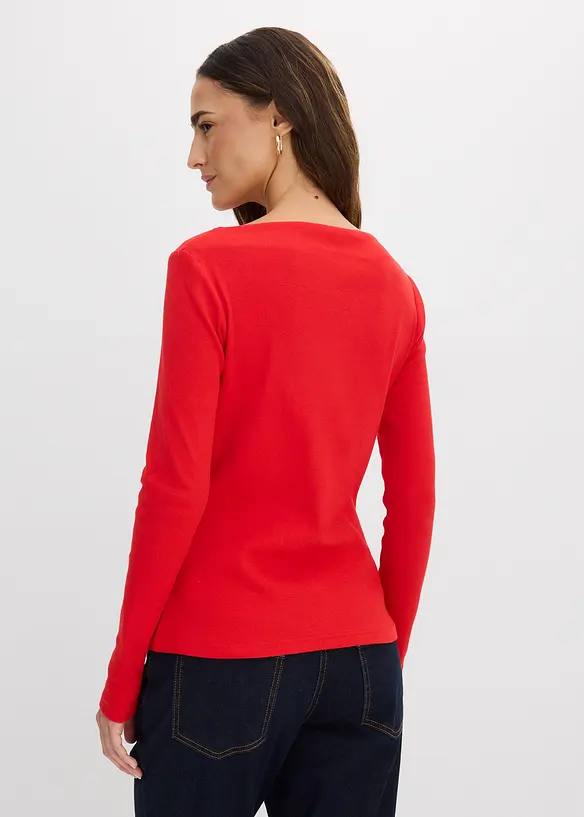 Ribbet topp i figurn&aelig;r modell, bonprix