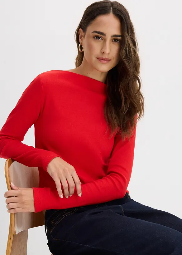 Ribbet topp i figurn&aelig;r modell, bonprix