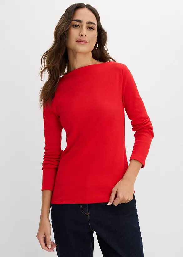 Ribbet topp i figurn&aelig;r modell, bonprix