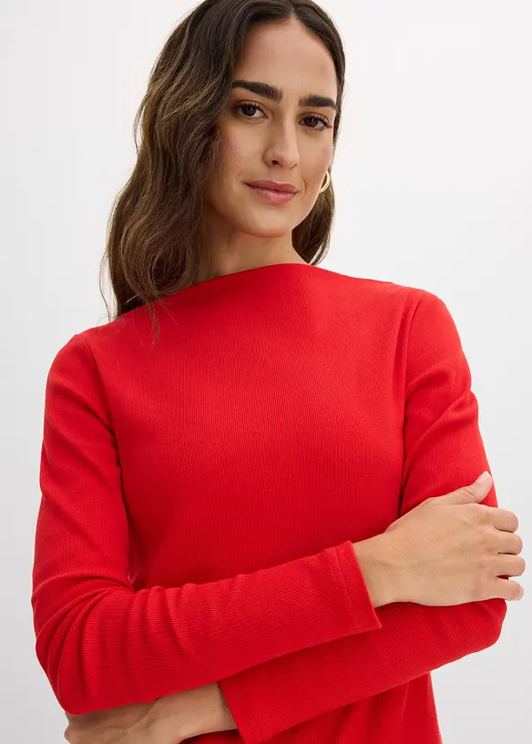 Ribbet topp i figurn&aelig;r modell, bonprix