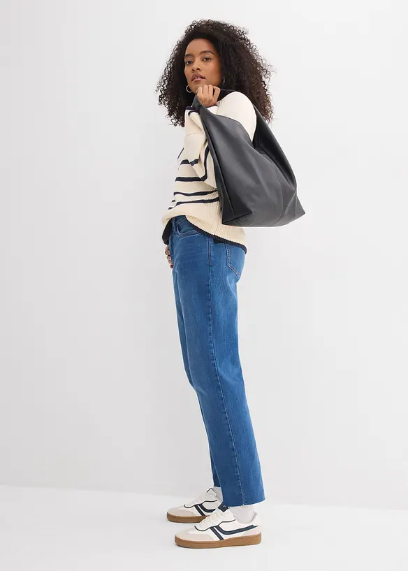 Straight-jeans, Mid Waist, &oslash;kologisk bomull, cropped, bonprix
