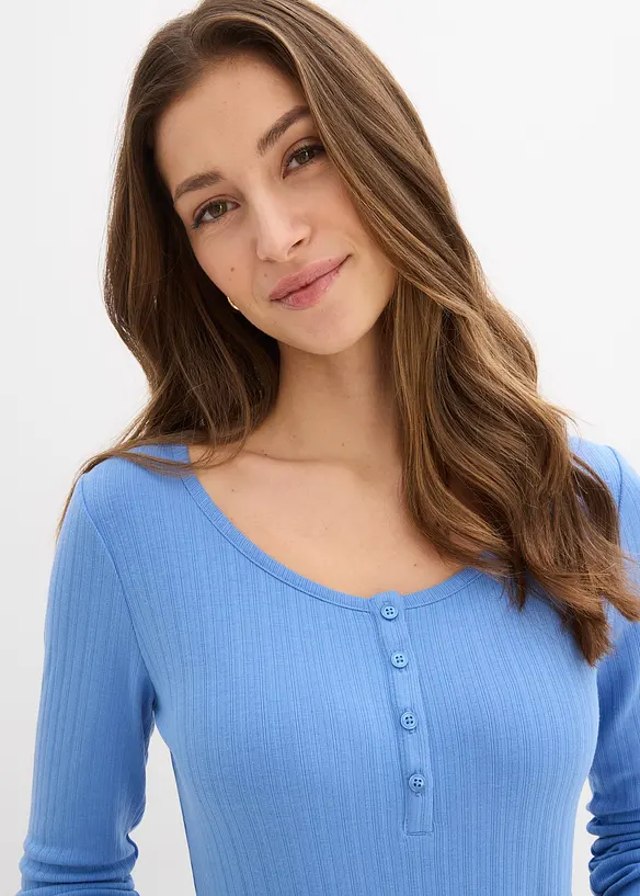 Langermet, ribbet topp, bonprix