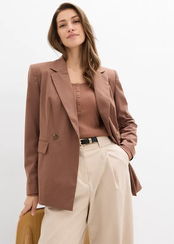 Langermet, ribbet topp, bonprix