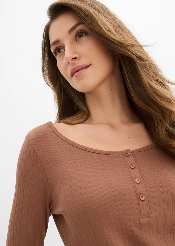 Langermet, ribbet topp, bonprix