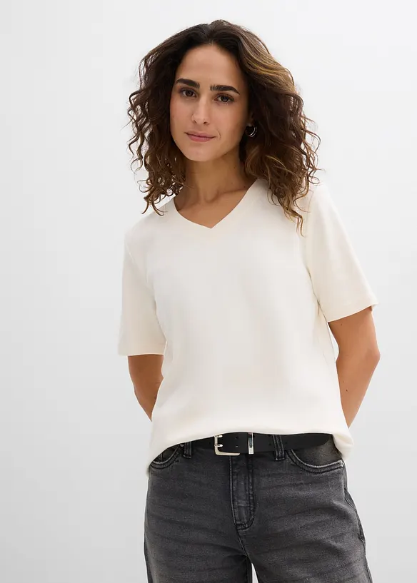 Topp i formstabil jersey i 100% &oslash;kologisk bomull (2-pack), bonprix