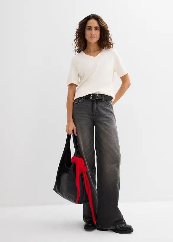 Topp i formstabil jersey i 100% &oslash;kologisk bomull (2-pack), bonprix