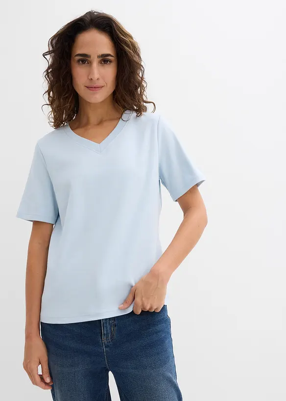 Topp i formstabil jersey i 100% &oslash;kologisk bomull (2-pack), bonprix