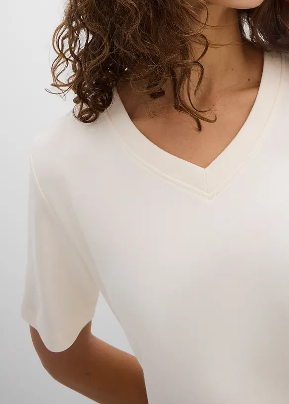 Topp i formstabil jersey i 100% &oslash;kologisk bomull (2-pack), bonprix