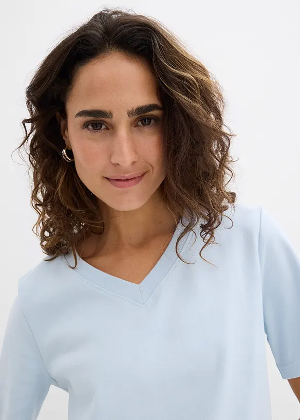 Topp i formstabil jersey i 100% &oslash;kologisk bomull (2-pack), bonprix