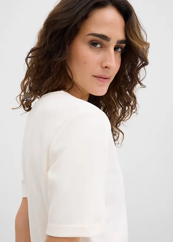 Topp i formstabil jersey i 100% &oslash;kologisk bomull (2-pack), bonprix