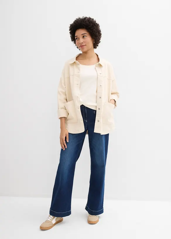 Topp i formstabil jersey i 100% &oslash;kologisk bomull med 3/4-lange ermer, bonprix