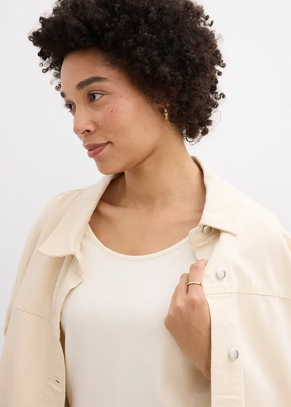 Topp i formstabil jersey i 100% &oslash;kologisk bomull med 3/4-lange ermer, bonprix